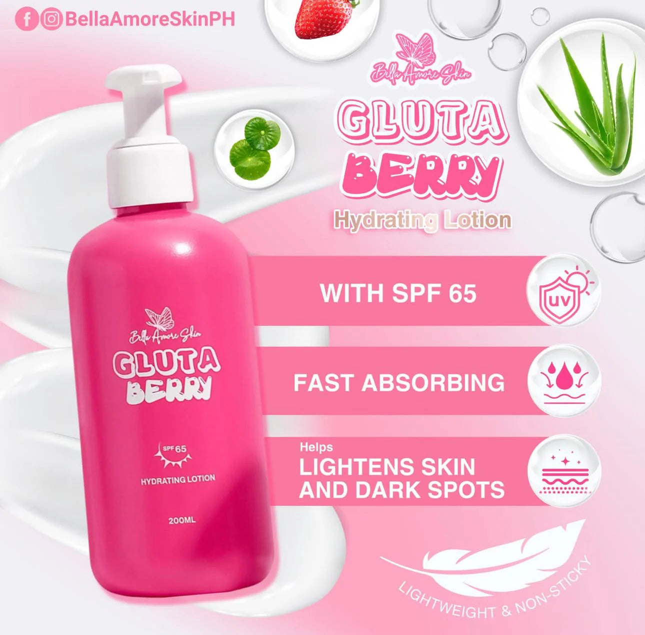 BELLA AMORE SKIN Gluta Berry Lotion Dewy Demure Australia