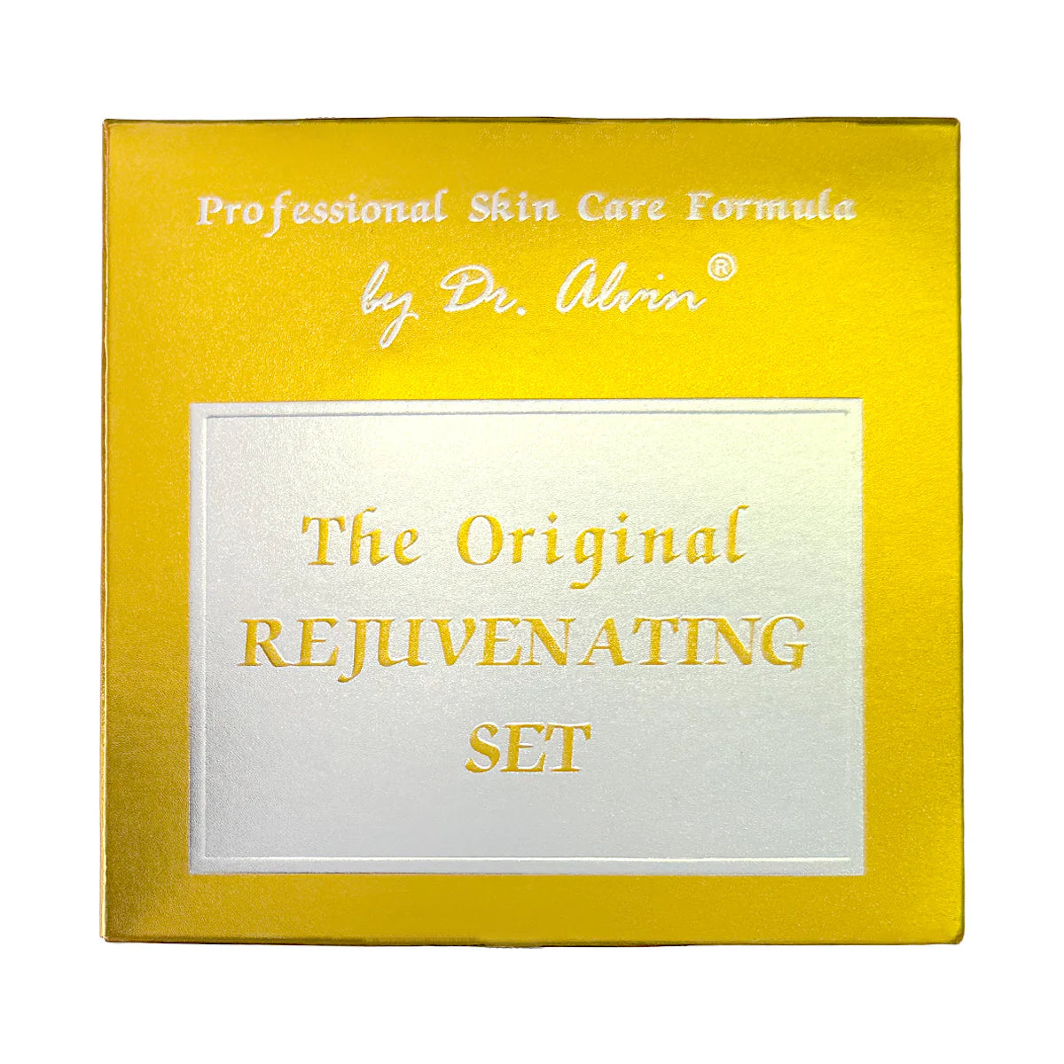 Yellow box of 'Professional Skin Care Formula by Dr. Alvin' with text on a white background