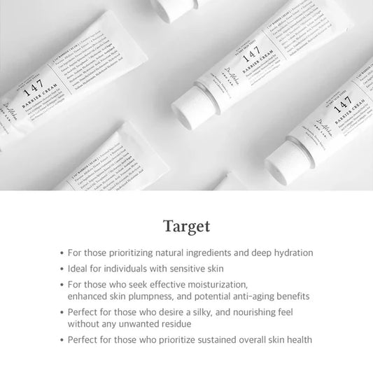 Skincare cream tubes with text on a white background