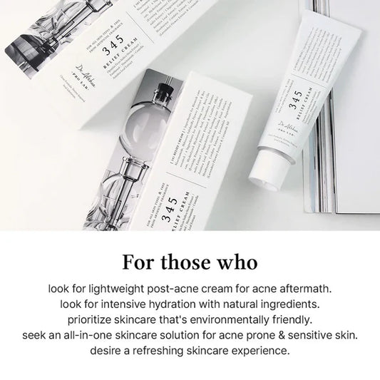 Skincare products with text on a white background