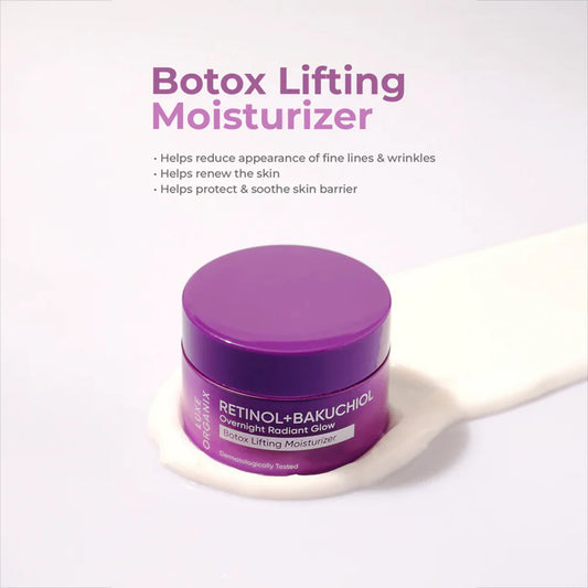 Botox Lifting Moisturizer jar with purple lid and label on a white background