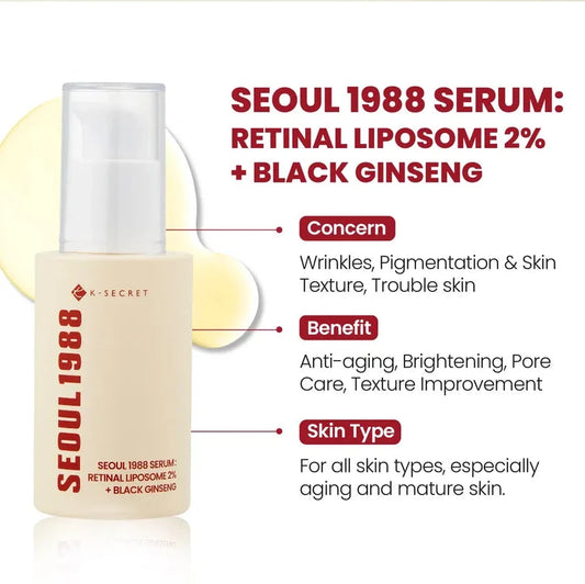 SEOUL 1988 Serum : Retinal Liposome 2% + Black Ginseng - Jjoseon Beauty