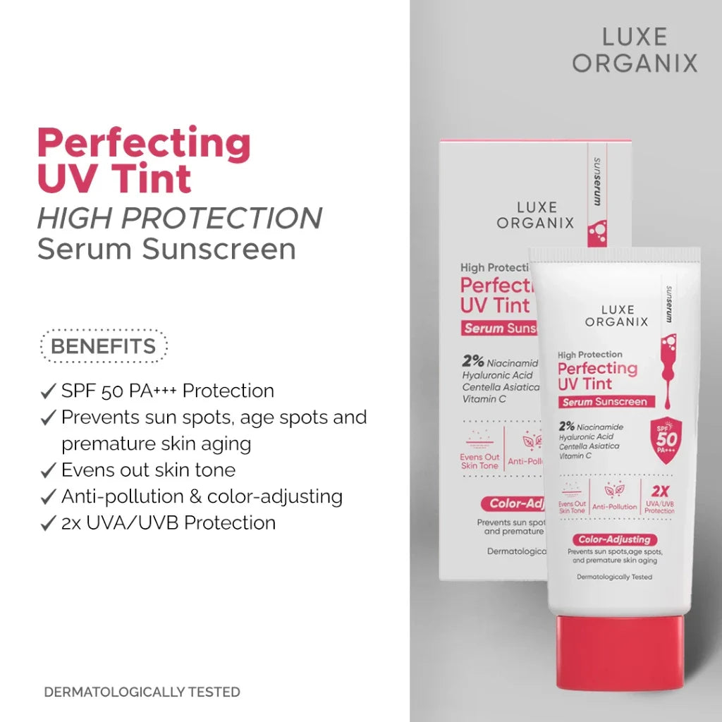 Luxe Organix High Protection Perfecting UV Tint Serum Sunscreen DewyDemure Australia