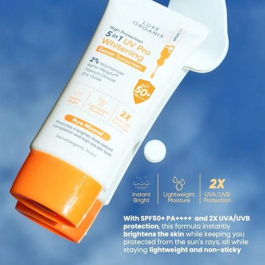 Luxe Organix High protection 5in1 UV Pro Whitening Serum Sunscreen DewyDemure Australia