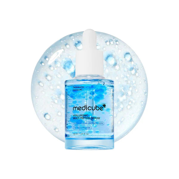 Medicube Hyaluronic Acid Peptide Serum bottle with dropper on a white background