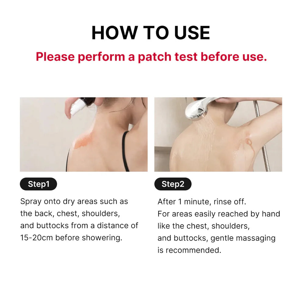 Instructions for using a product with images of application on skin.