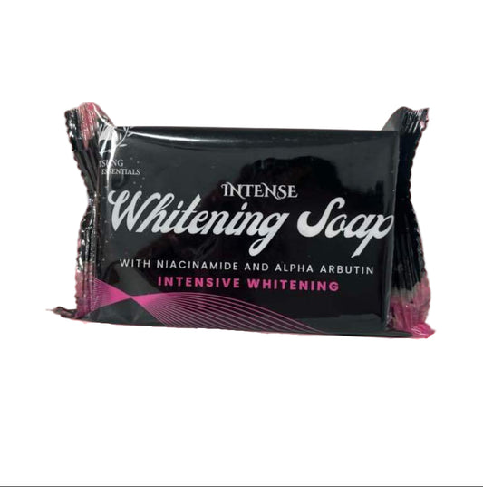 Intense Whitening Soap packaging on a pink background with 'My Tsung' branding.