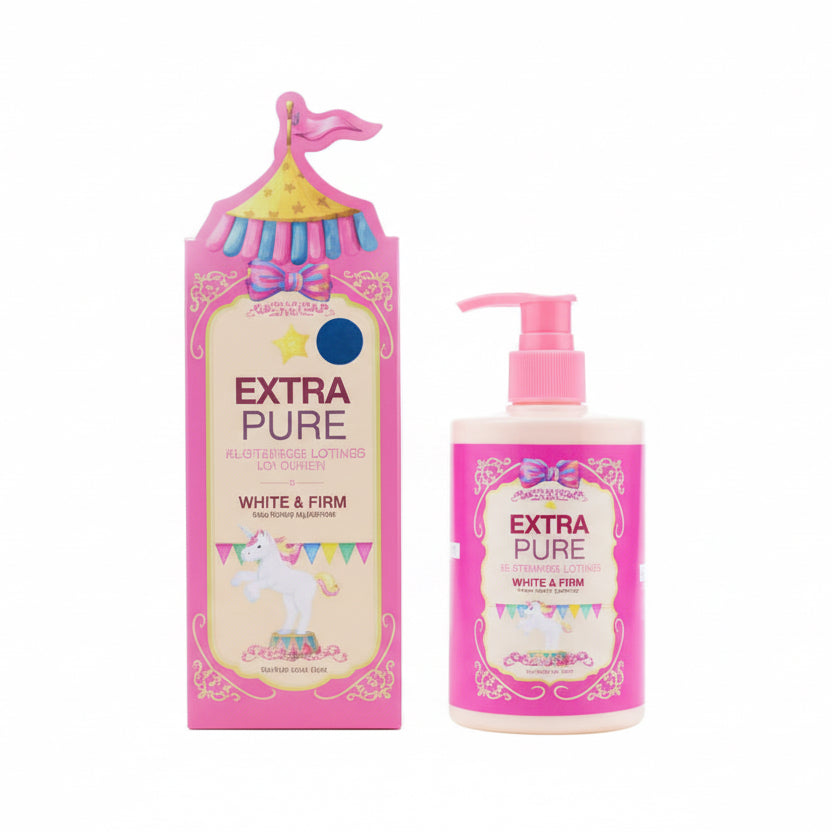 Two bottles of 'Extra Pure' soap on a white background