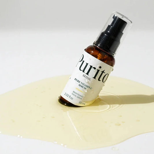 Purito skincare serum bottle on a light background
