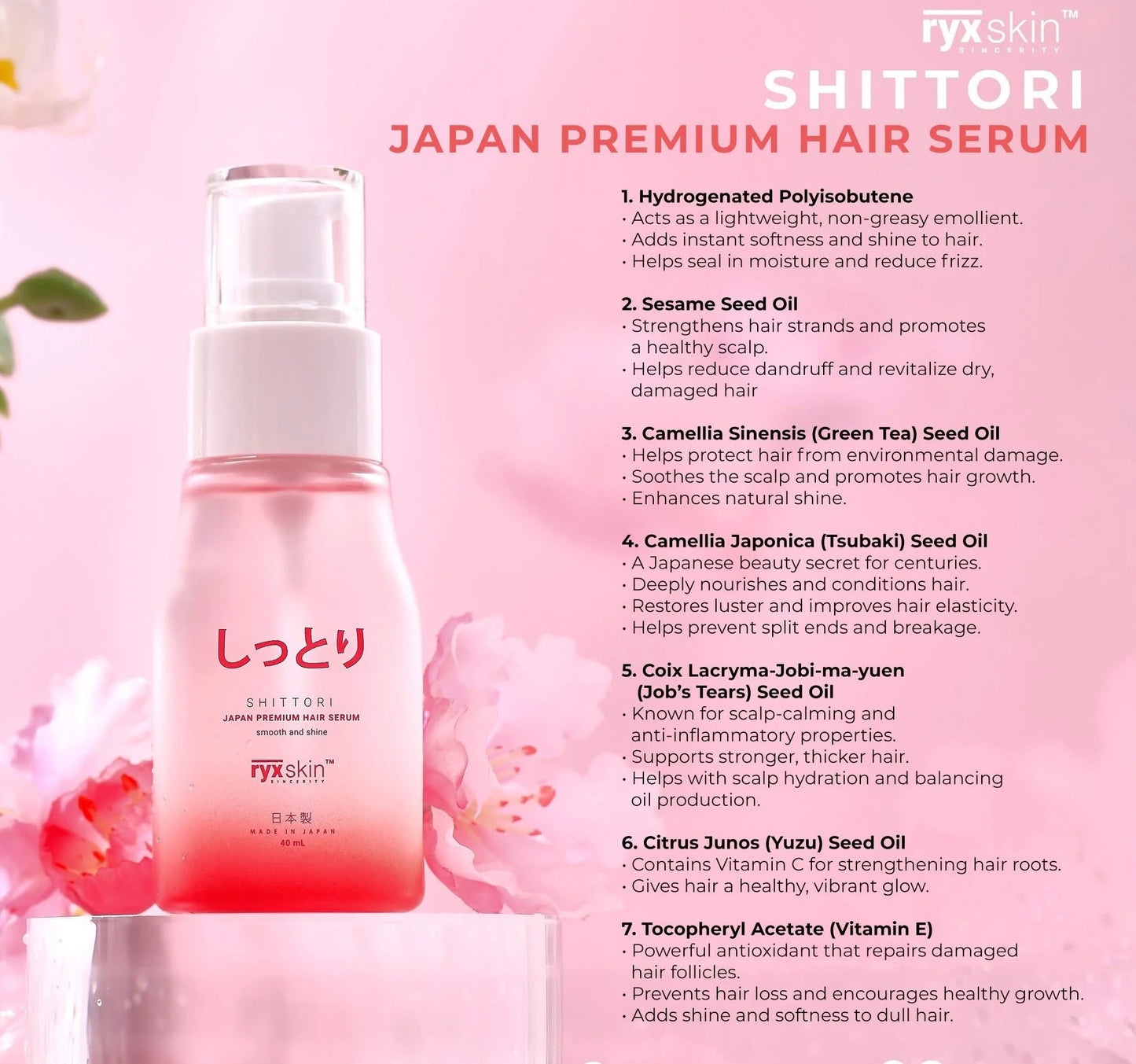 RYX Skin Shittori Japan Premium Hair Serum Dewy Demure Australia