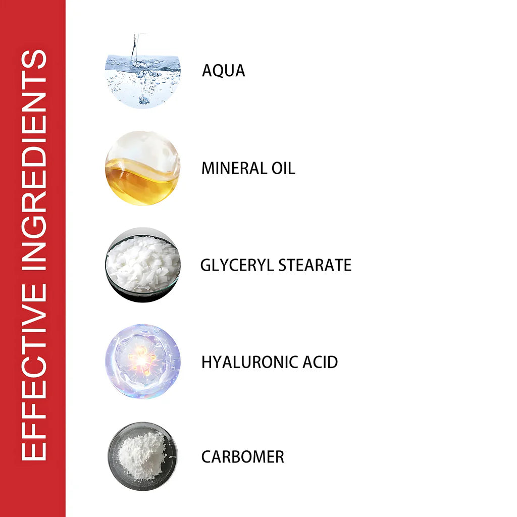 List of effective ingredients with corresponding icons and labels on a white background.