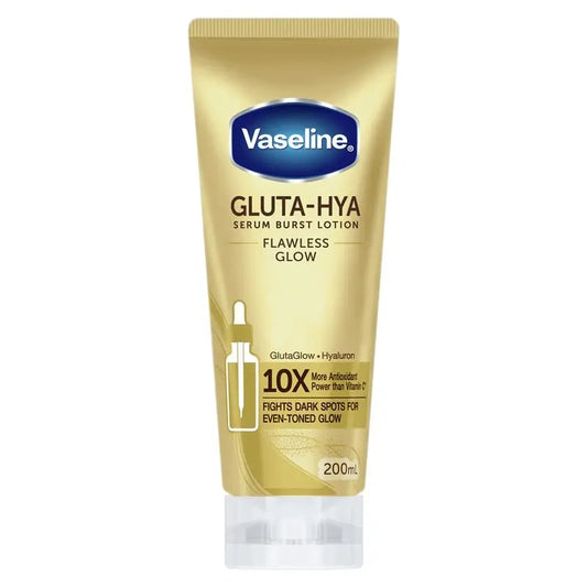 Vaseline Gluta-Hya lotion tube on a white background