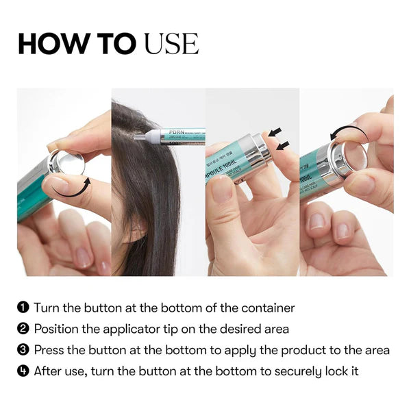 Instructions on how to use a hair product applicator with text and images.