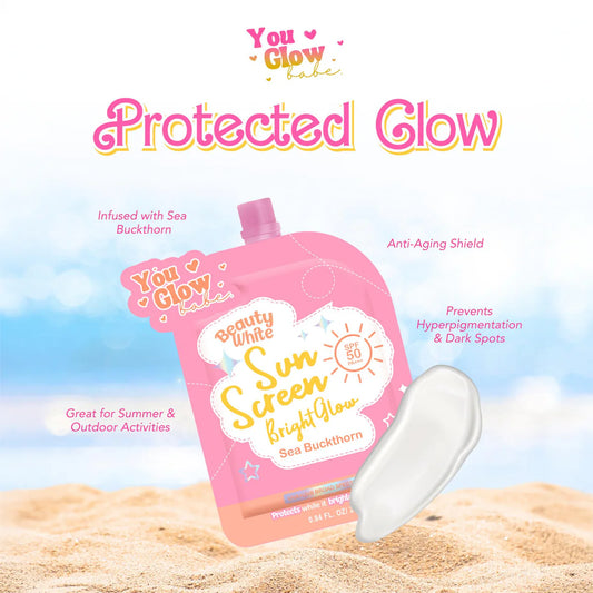 YOU GLOW BABE Beauty White Sunscreen Bright Glow Dewy Demure Australia