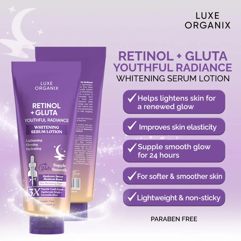 Luxe Organix Retinol + Gluta Youthful Radiance Whitening Serum Lotion