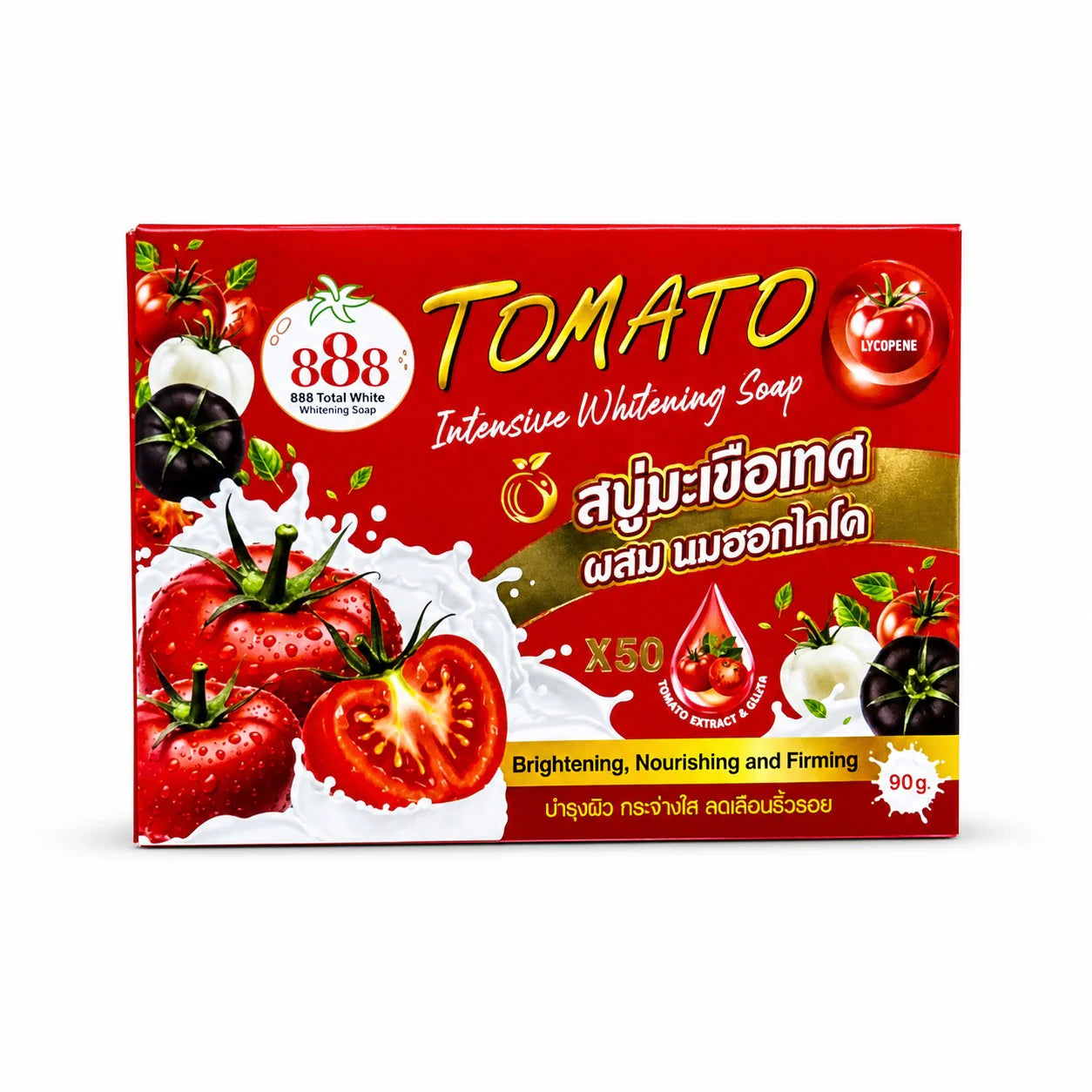 Box of Tomato Intensive Whitening Soap with red and white design