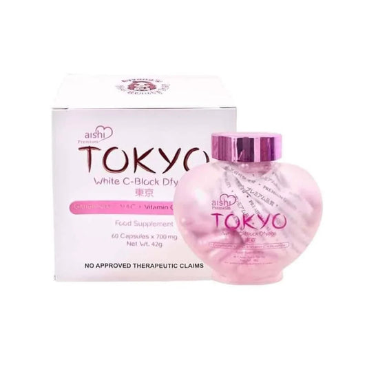 Pink bottle and box of aashi Tokyo White C-Block Dye on a white background