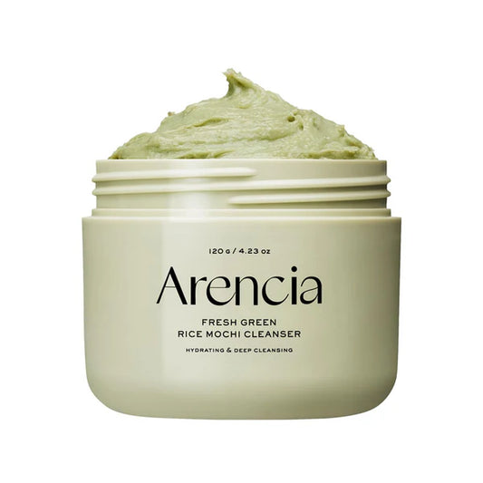 Jar of Arencia Fresh Green Rice Mochi Cleanser on a white background
