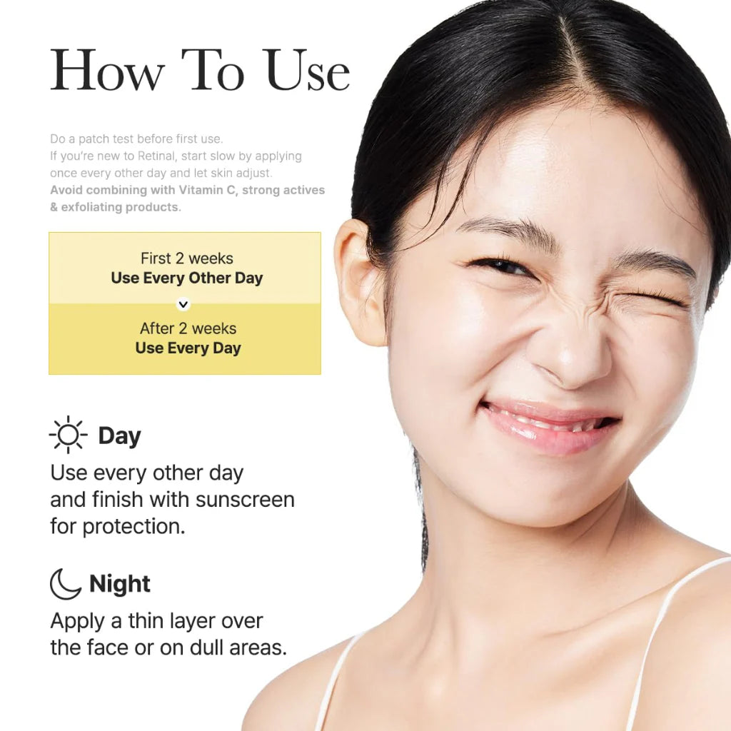 Skincare product usage instructions with a woman's face on a white background