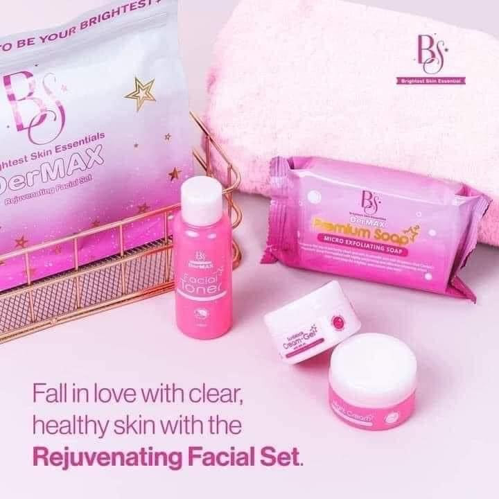 Cosmetic set with pink packaging on a white background, featuring the brand 'B' by 'B'.