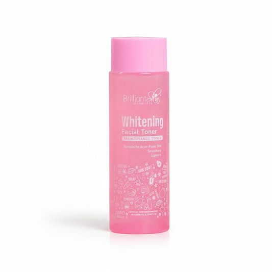 Pink bottle of Whitening Facial Toner on a white background