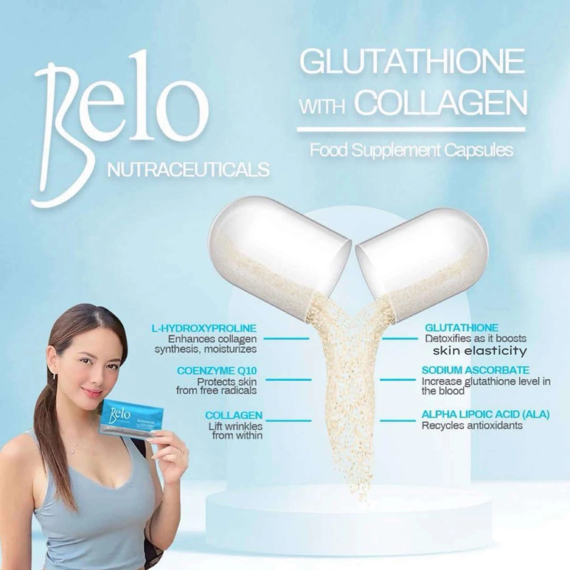  Belo Nutraceuticals Glutathione with Collagen Capsules Dewy Demure Australia