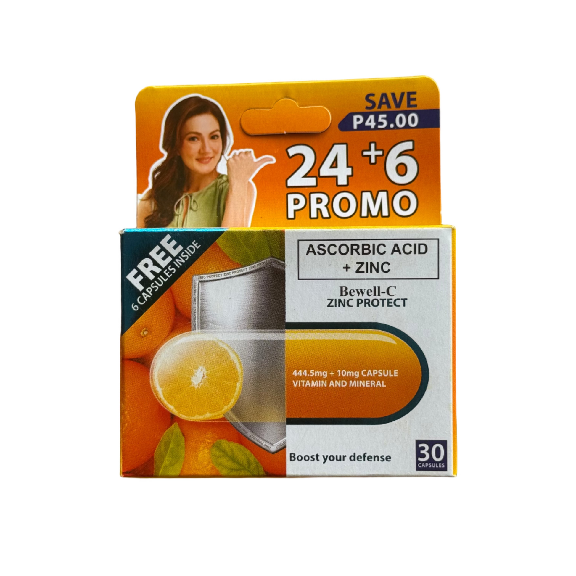 Supplement package with promotional text on a brown background