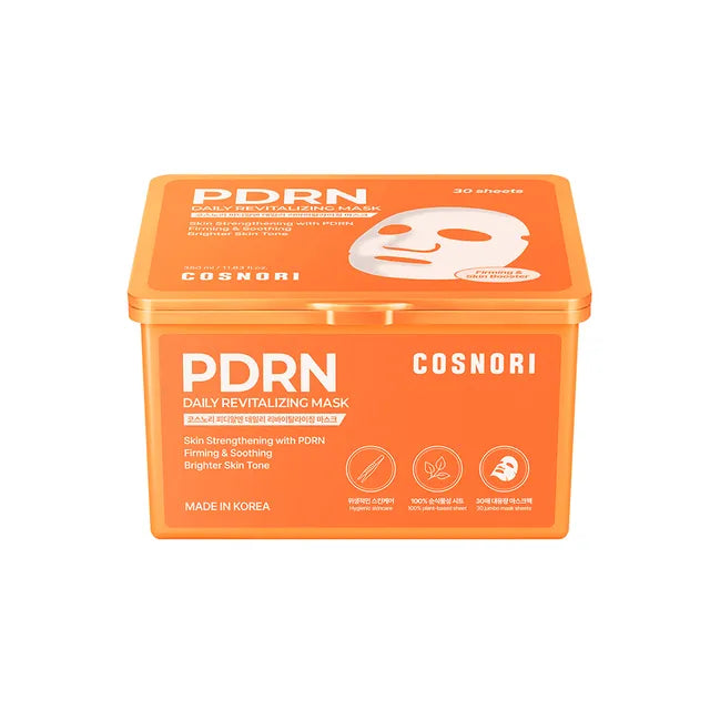 Orange box of PDRN Daily Revitalizing Mask by COSNORI on a white background