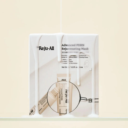 Reju-All Advanced PDRN Rejuvenating Mask packaging on a beige background