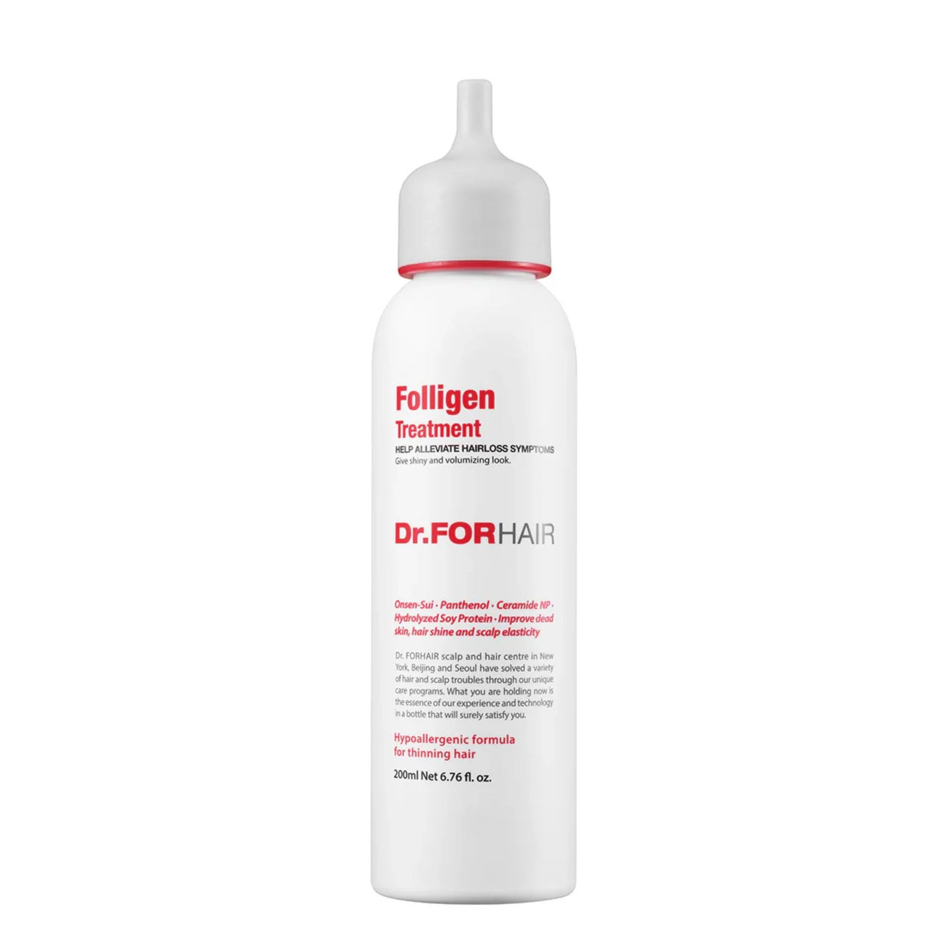 Dr. For Hair Folligen Treatment bottle on a white background
