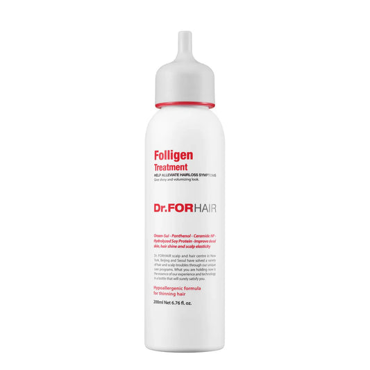 Dr. For Hair Folligen Treatment bottle on a white background