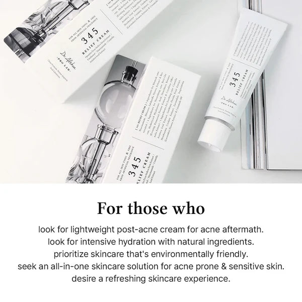 Skincare products with text on a white background