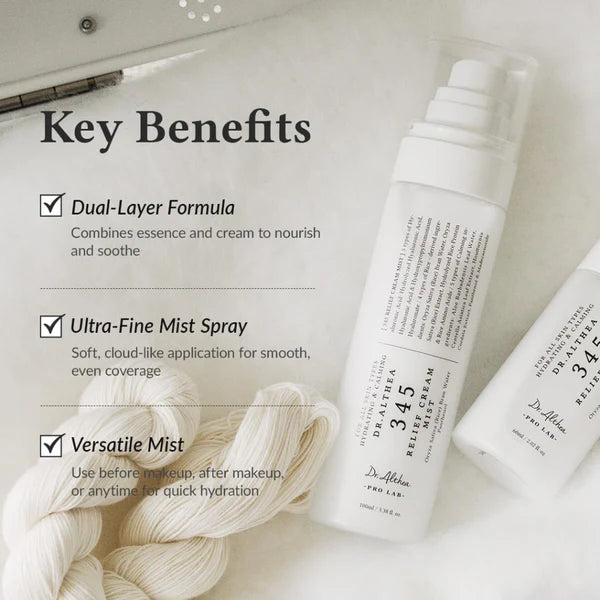 Dr. Melvina skincare product with key benefits listed on a light background