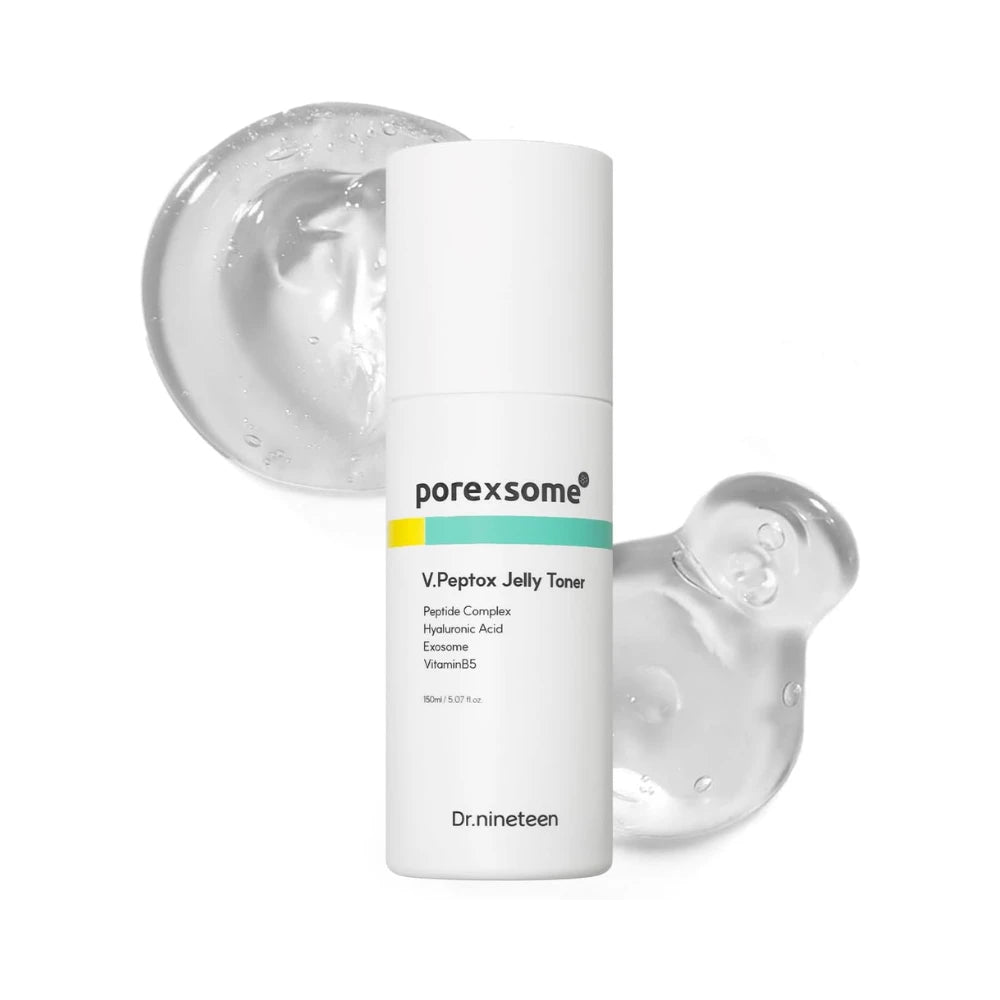 Porexsome V.Peptox Jelly Toner bottle with a clear jelly-like substance on a white background