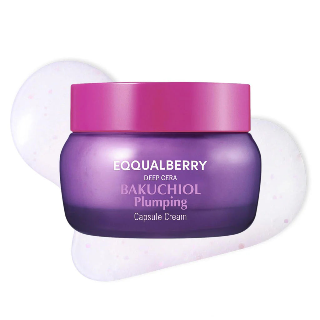 Purple cream jar with pink lid labeled 'Equalberry' on a white background