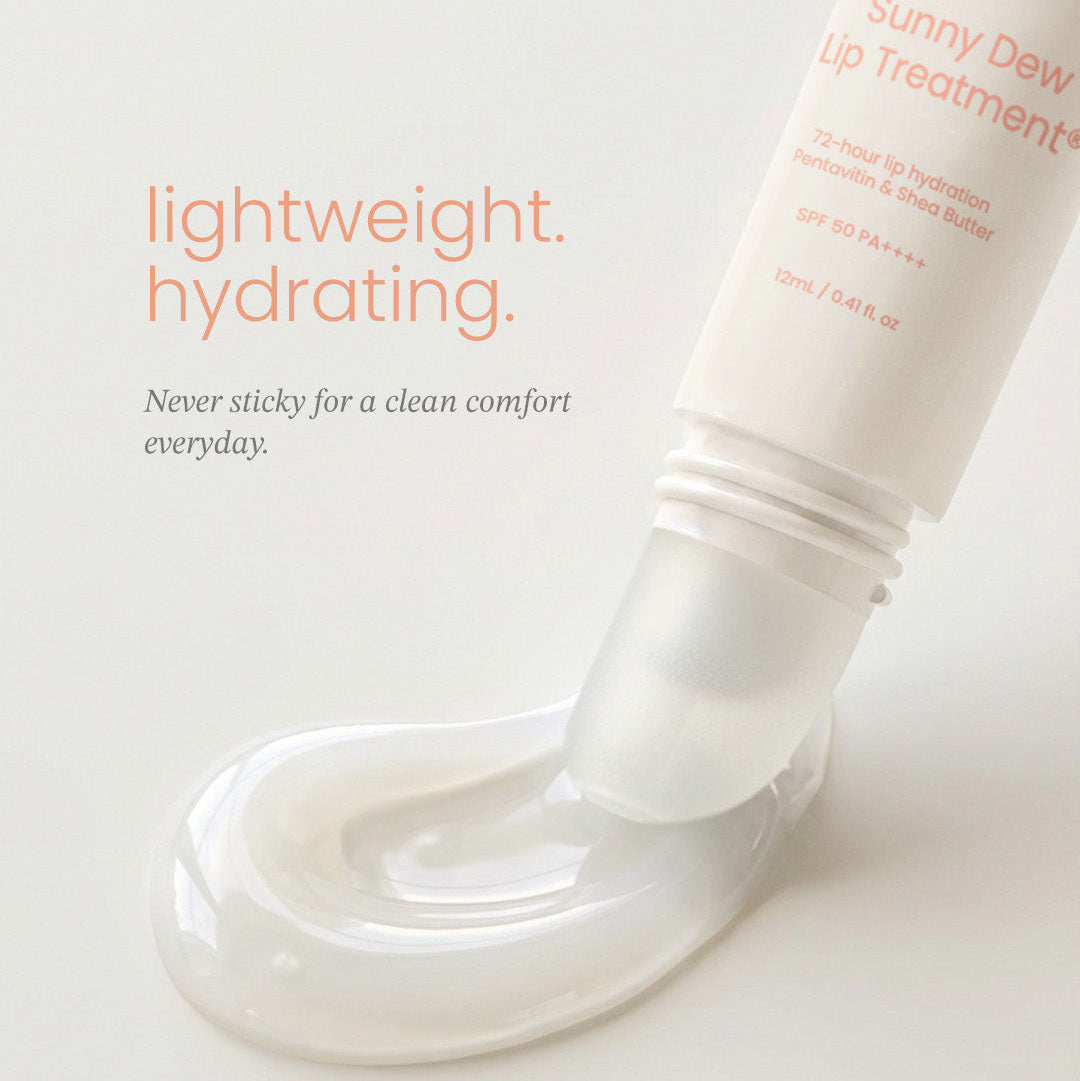 Lip treatment product with text on a white background