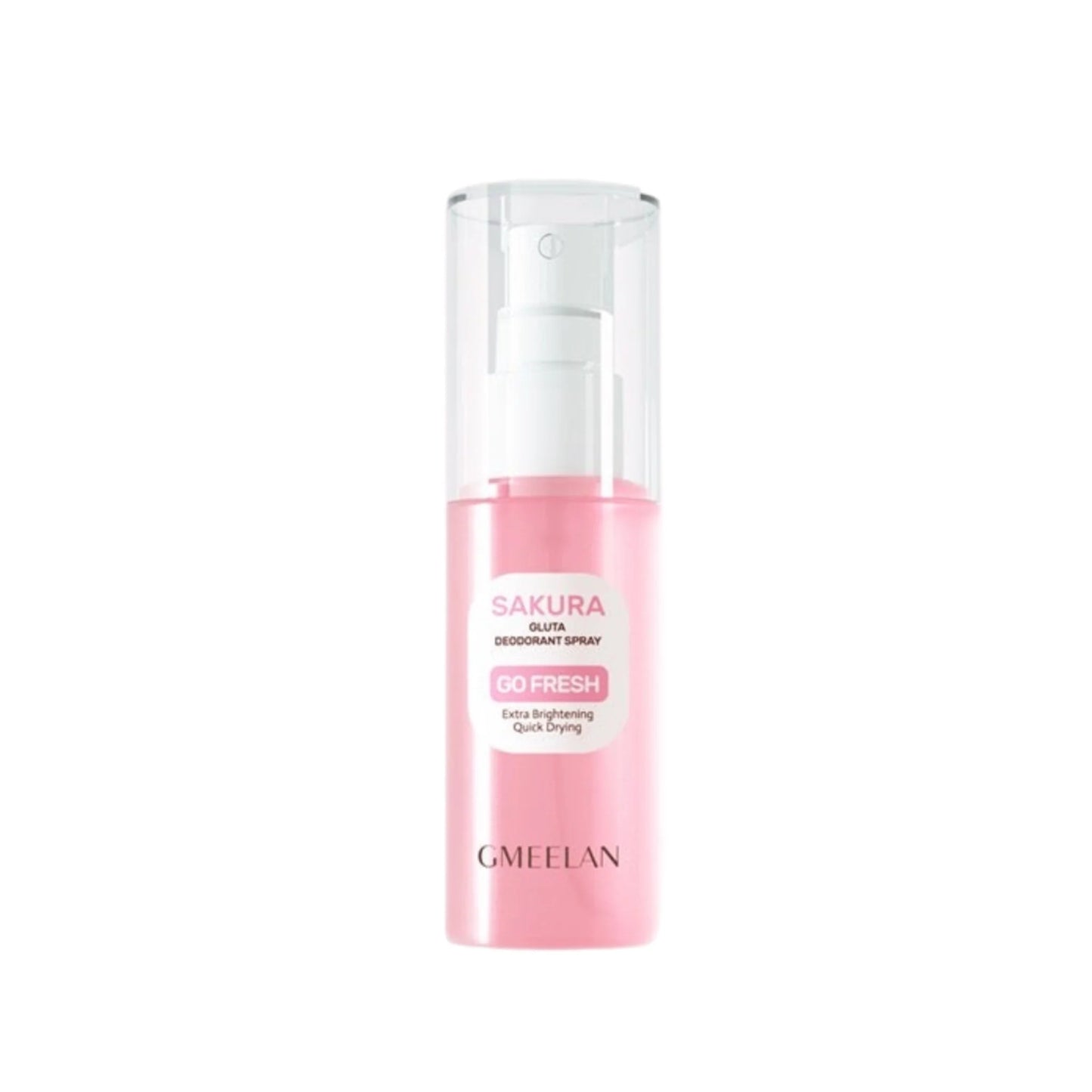 Pink deodorant spray bottle with 'Gmeelan' branding on a white background