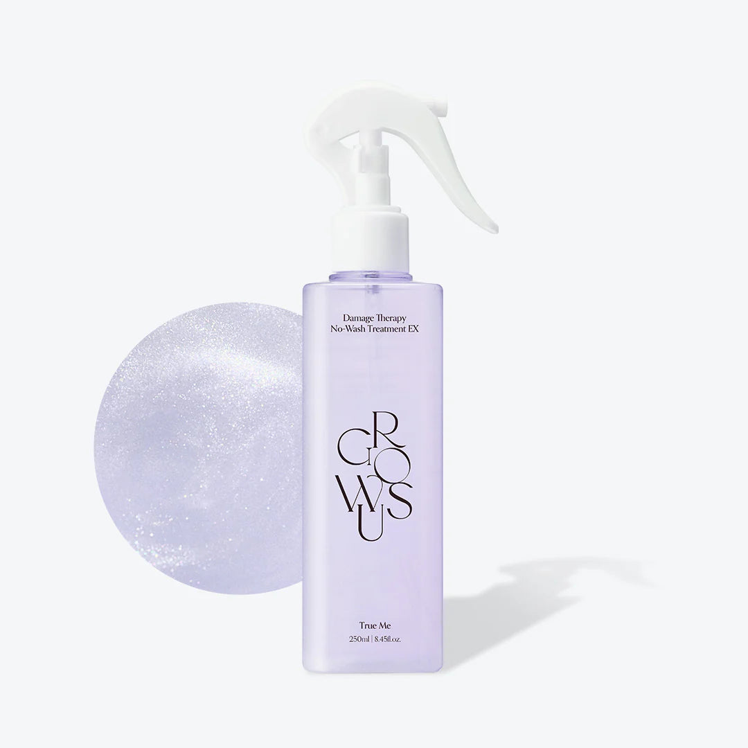 Purple bottle with spray nozzle labeled 'GROWS' on a white background