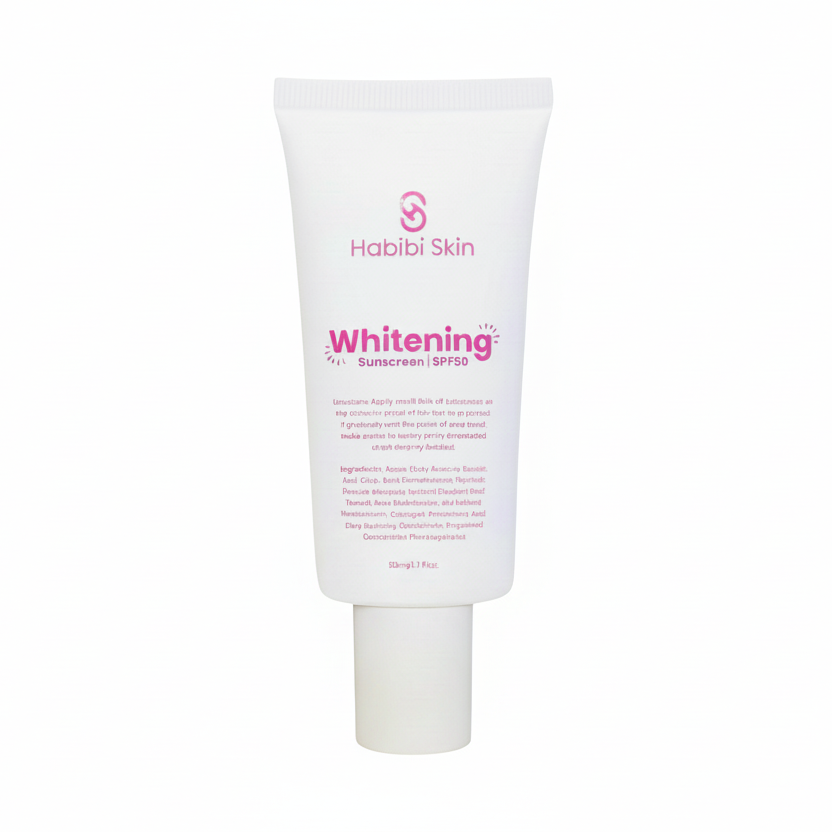 Habibi Skin Whitening Sunscreen SPF 50+ on a white background