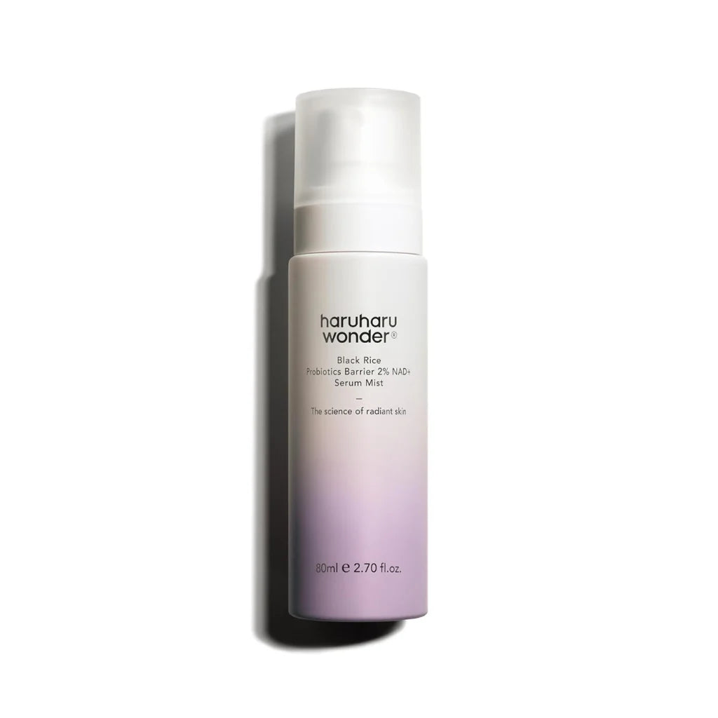 Haruharu Wonder serum mist bottle on a white background