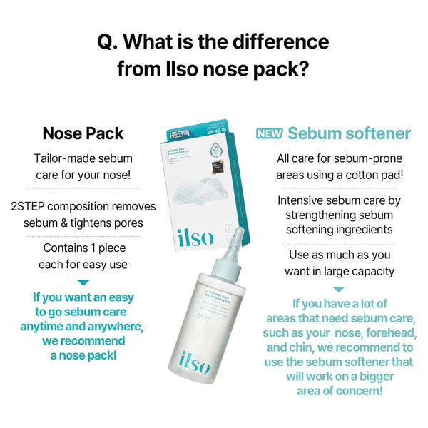 Ilso nose pack and sebum softener with product description on a white background