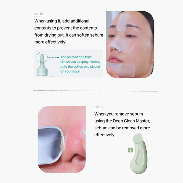 Product instructions for skincare use with text and images of a face and device.