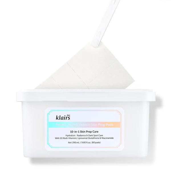 Klairs skincare product packaging with wipes on a white background