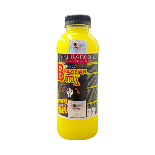 Yellow bottle with a colorful label on a white background