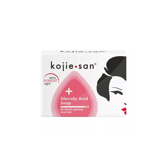 Kojie San Glycolic Acid Soap packaging on a white background