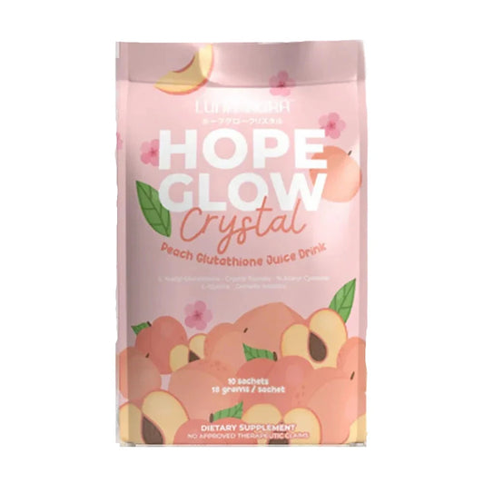 Hope Glow Crystal Peach Glutathione Juice Drink package on a white background