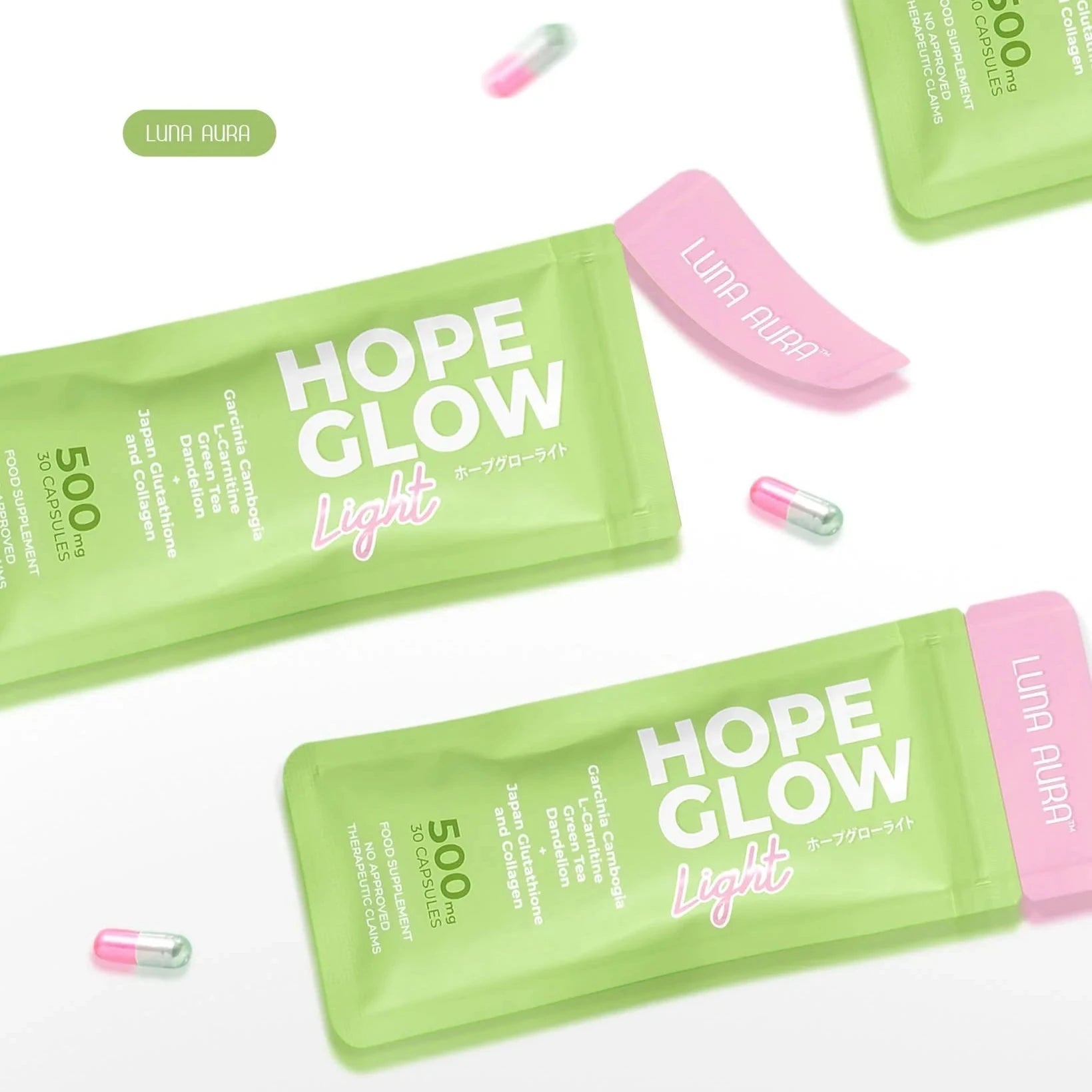 Hope Glow light packets on a white background