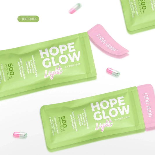 Hope Glow light packets on a white background