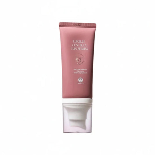 Pink tube of L'ANNEE CENTENELLA Sun Serum on a white background