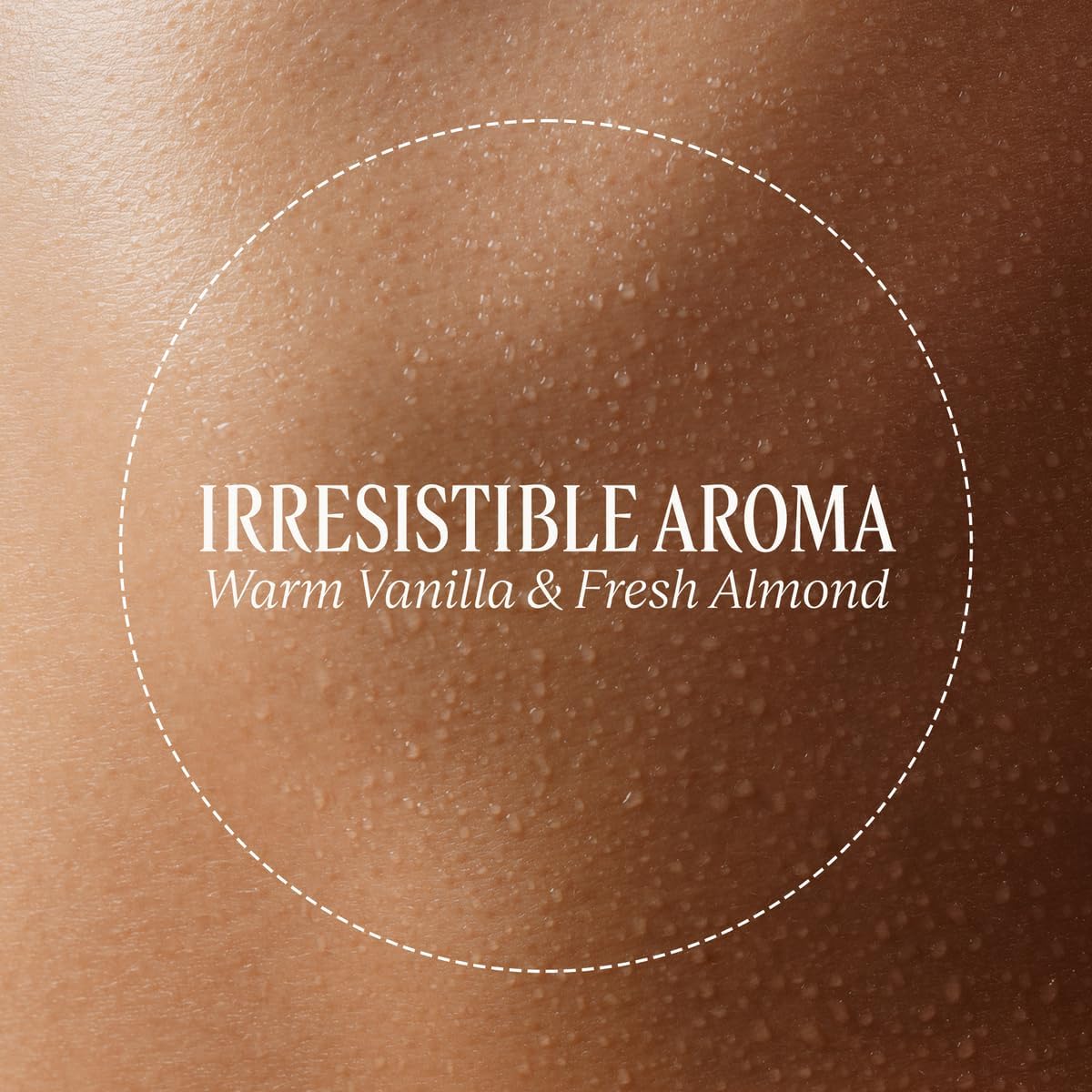 Brown background with 'Irresistible Aroma' text on a circular overlay